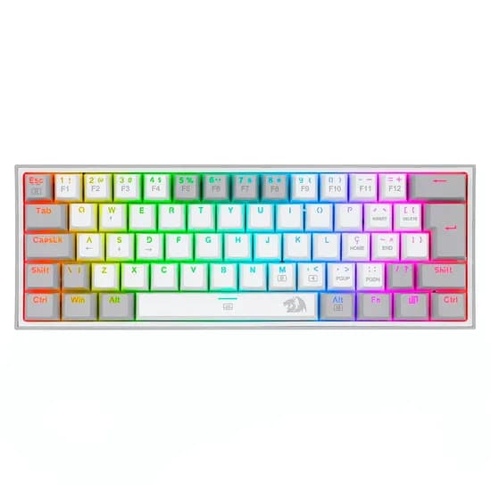 Teclado Gamer Redragon Fizz K617 RGB USB-C - Branco e Cinza