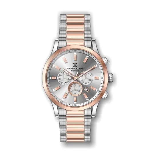 Relógio Analógico Masculino Daniel Klein Exclusive DK.1.12353-6 - Rosa Ouro e Prata
