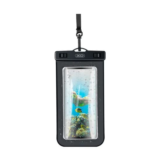 Capa/ Bolsa Submersível Xo KT01 para Smartphone/ Praia/ A Prova Dagua/ IPX8/ Até 7" – Preto