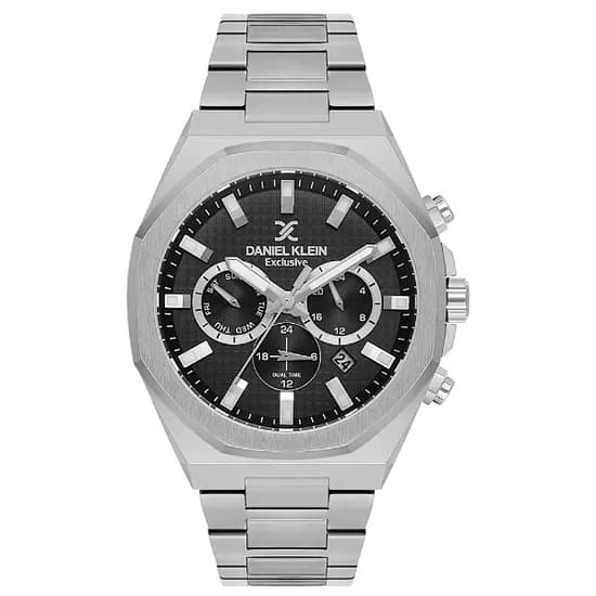 Relogio Analógico Masculino Daniel Klein DK.1.14218-1 Exclusive Gents / Pulseira de Aço Inoxidável - Prata/Preto