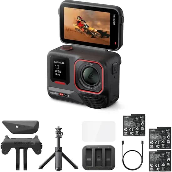 Kit Câmera de Ação INSTA360 Ace Pro 2 8K - Preto/Vermelho 11 Peças