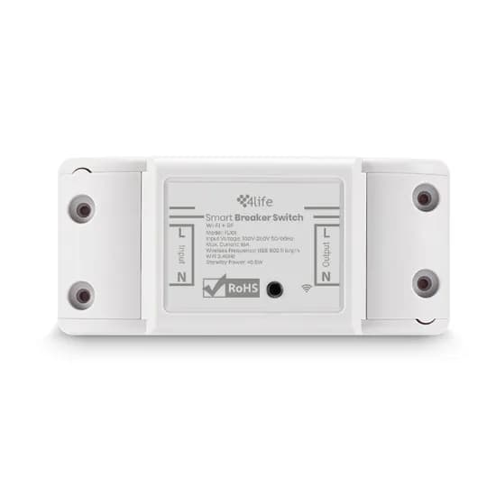 Interruptor Modulo Rele Inteligente Wifi 4LIFE Smart Breaker Switch FL101 / 16A / Wifi + RF para Automação Residencial / Compativel com Alexa e Google Assistant / App Smart Life - Branco