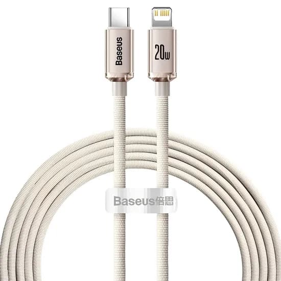 Cabo USB-C para Lightning Baseus Crystal Shine CAJY001404 20 W - Rosa 2 Metros
