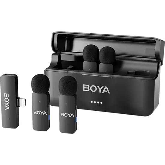 Microfone Sem Fio para Smartphone Boya BY-V4D com Lightning - Preto