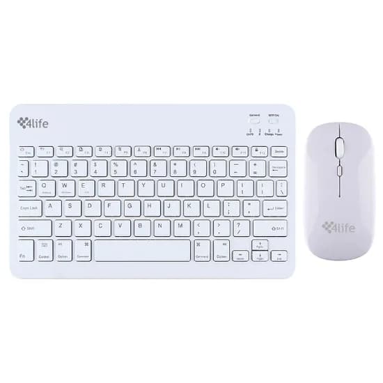 Mini Teclado Magnético + Mouse 4LIFE Wireless Keyboard FL030WT com Bluetooth - Branco