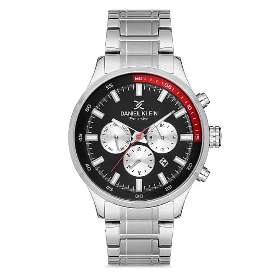 Relogio Analógico Masculino Daniel Klein DK.1.12732-1 Exclusive Gents / Pulseira de Aço Inoxidável - Prata/Preto