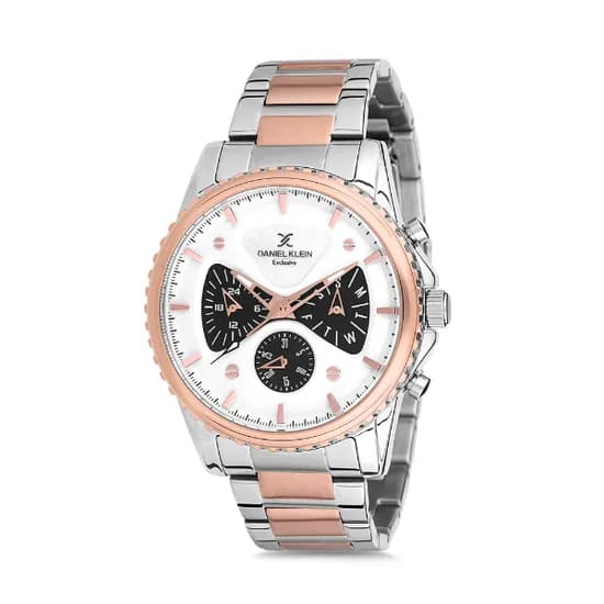 Relógio Analógico Masculino Daniel Klein Exclusive DK12123-6 - Prata e Rosa Ouro
