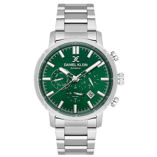 Relogio Analógico Masculino Daniel Klein DK.1.14230-4 Exclusive Gents / Pulseira de Aço Inoxidável - Prata/Verde