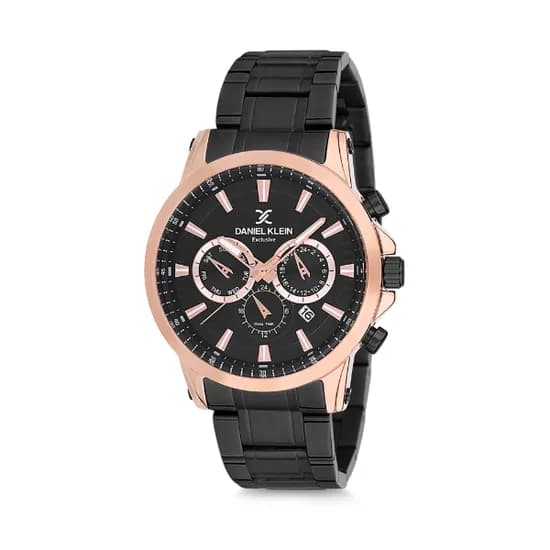 Relógio Analógico Masculino Daniel Klein Exclusive DK12224-2 - Preto e Rosa Ouro