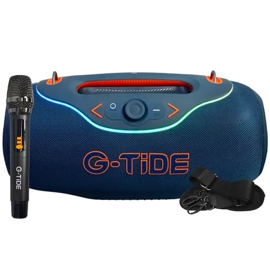 Speaker G-Tide Thunderbass Pro com Bluetooth / Aux / USB / 200W / Microfone - Azul