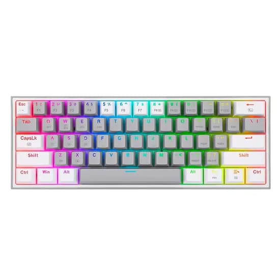 Teclado Gamer Redragon Fizz K617 RGB Switch Red Layout 60% - Cinza e Branco