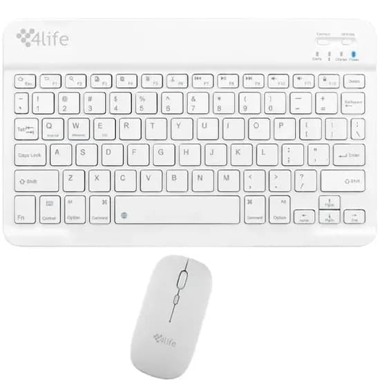 4LIFE Kit Teclado + Mouse Wireless FL030WT White