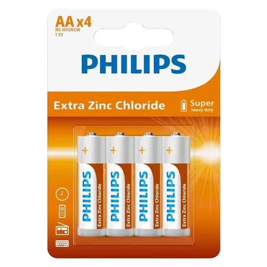 Pilha Alkalina Philips Zinc R6L4B/70 - AA*4 PCS
