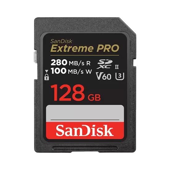 Tarjeta de Memoria Sandisk Extreme Pro 280-100MB/s Uhs-II U3 V60 128 GB
