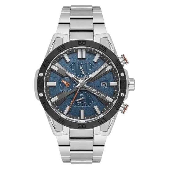 Relogio Analógico Masculino Daniel Klein DK.1.13974-4 Exclusive Gent / Pulseira de Aço Inoxidável - Prata/Preto/Azul