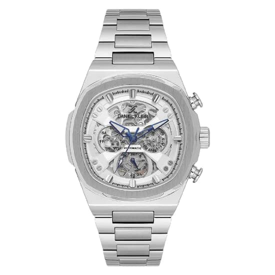 Relogio Analógico Masculino Daniel Klein DK.1.14046-1 Skeleton / Pulseira de Aço Inoxidável - Prata