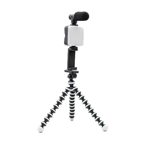 Kit para Gravação de Vídeo Video-Making Kit AY-49Z com Suporte para Smartphone, Tripé, Microfone e LED - Preto