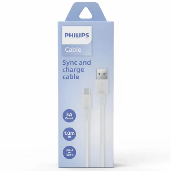 Cabo Philips DLC3001AW/70 USB A USB-C 1 Metro - White