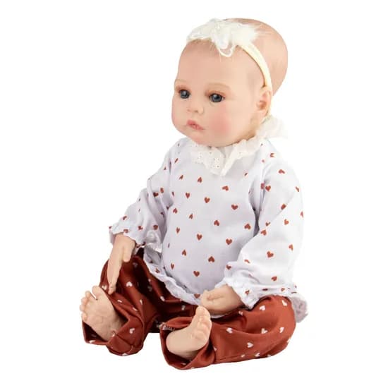 Boneca Baby Reborn V-121 - 48CM - Silicone - Roupa com Coração