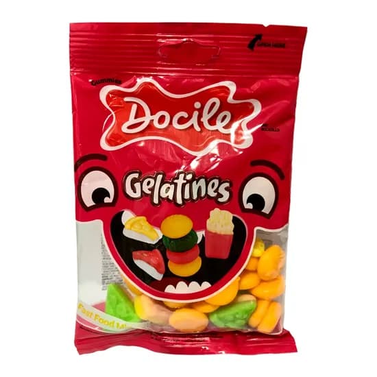 Bala de Gelatina Docile Fast Food Mix Pacote 80G