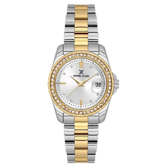 Relogio Analogico Feminino Daniel Klein DK.6.14134-3 Premium Lady / Pulseira de Aço Inoxidável - Prata/Gold