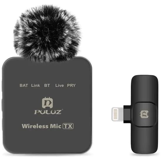 Microfone Sem Fio Puluz PU645B para iPhone (8 Pinos) - Preto
