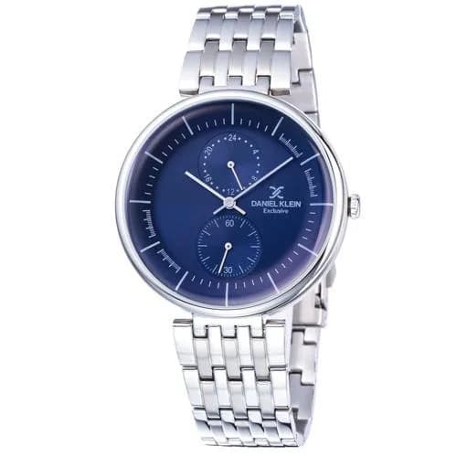 Relógio Analógico Daniel Klein Exclusive DK11900-3 Masculino, Metal - Prata e Azul