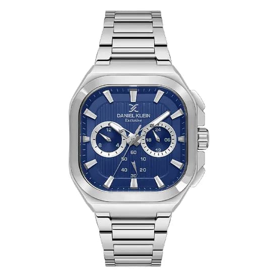 Relogio Analógico Masculino Daniel Klein DK.1.13903-3 Exclusive Gents / Pulseira de Aço Inoxidável - Prata/Azul