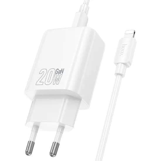 Carregador Hoco N60 20W+Cabo USB-C A Lightning - White