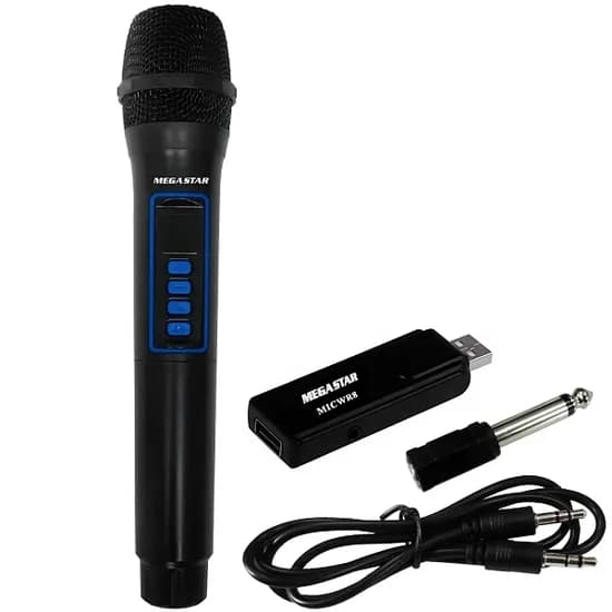 Microfone Sem Fio Megastar MICWR8 - Preto/Azul