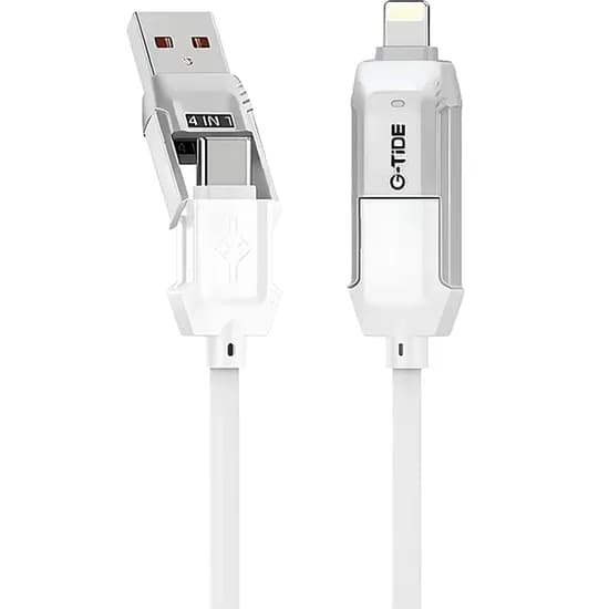 Cabo G-Tide Vida Colorida PC155-3 / 4 Em 1 / USB-C + Lightning + USB / 1.5 Metros / PVC - Branco