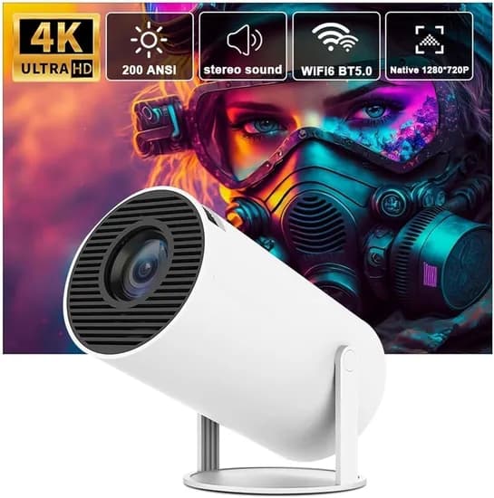 Mini Projetor Android Smart HY300 4K Portátil TV Celular