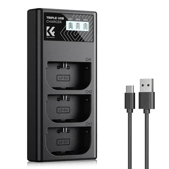 Carregador K&F LP-E6 Triple USB-C 28.0065