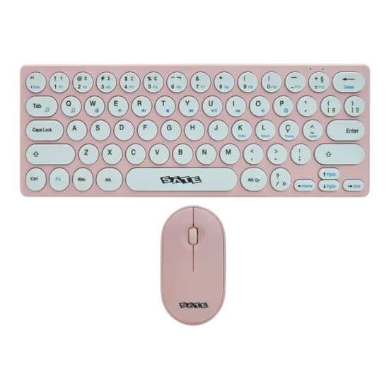 Teclado e Mouse Sem Fio Satellite AK-6031G Mini, Portugues, Rosa