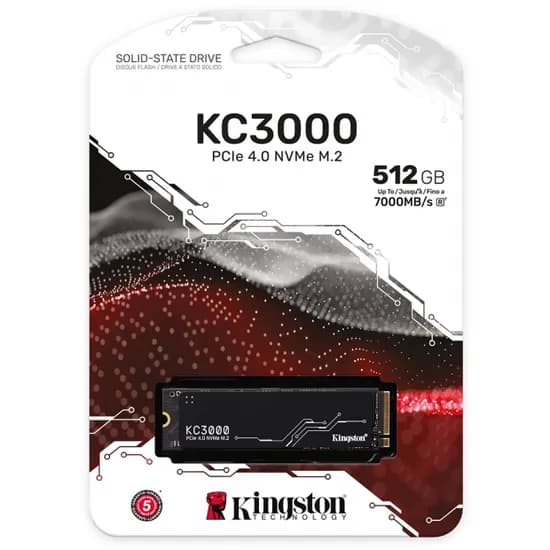 SSD Kingston KC3000, 512GB, M.2 Nvme, Leitura 7000MB/s, Gravação 3900MB/s, SKC3000S/512G