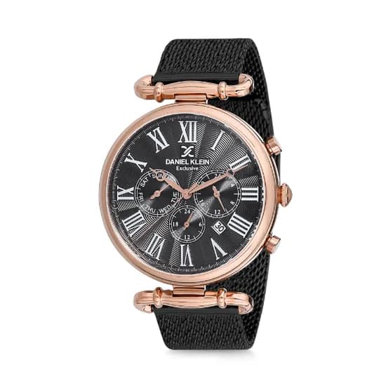 Relógio Analógico Masculino Daniel Klein Exclusive DK12148-4 - Preto e Rosa Ouro