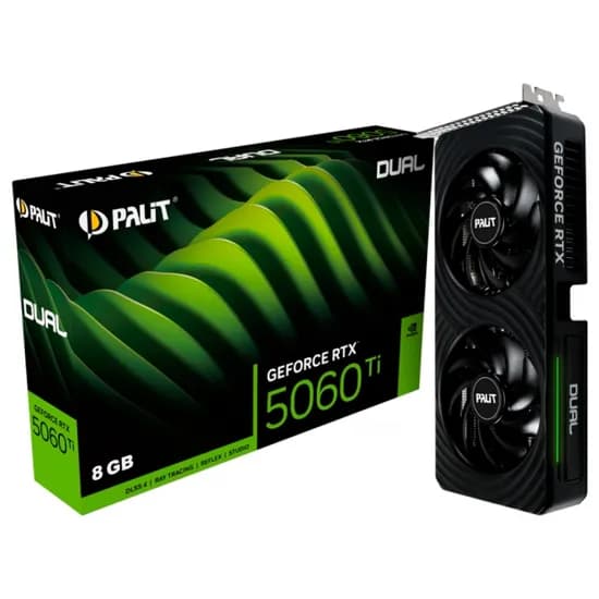 Placa de Vídeo Palit Nvidia Geforce RTX5060TI 8GB GDDR7 Dual Oc, NE7506TT19P1-GB 2062D