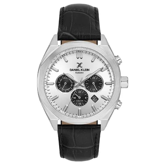 Relogio Analógico Masculino Daniel Klein DK.1.14065-1 Exclusive Gent / Pulseira de Couro - Preto/Prata