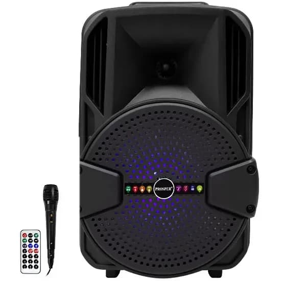 Caixa de Som Prosper P-1088 8" 2.000 Watts P.M.P.O com Bluetooth/USB/FM - Preta