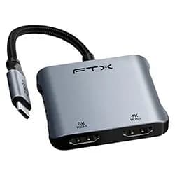 Hub USB-C FTX CT-CM2H8K-Ag 115588 4 Portas / 2 HDMI / USB / USB-C Fêmea - Cinza