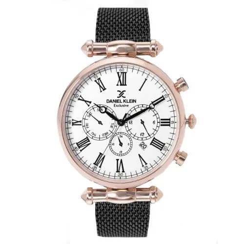 Relógio Analógico Daniel Klein Exclusive DK11829-4 Masculino, Metal - Preto e Rosa Ouro