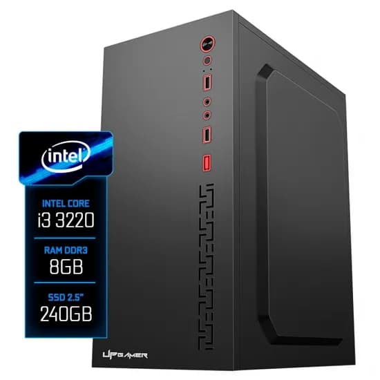 PC Montado Up Gamer Light, Intel Core i3 3220 3.3GHZ, 8GB DDR3 1600MHZ, SSD 240GB, Placa Mãe H61M, Fonte 230W, Cooler Processador