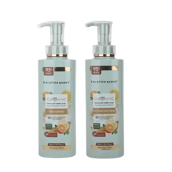 Set Capilar Keratine Queen Collagen + VC Shampoo + Acondicionador 800ML
