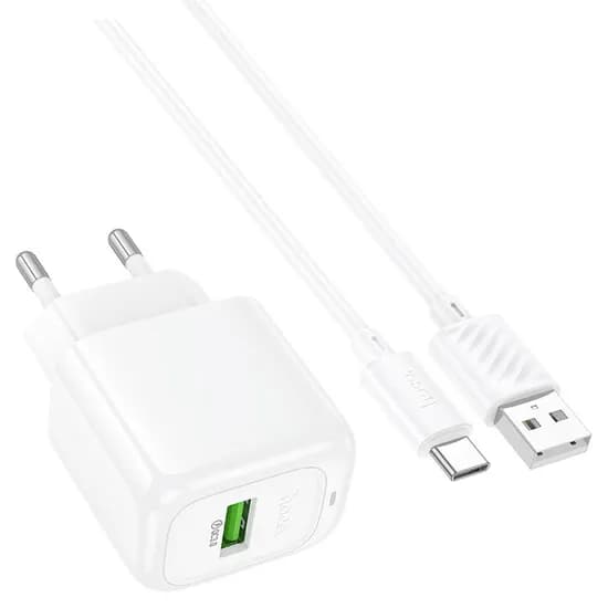 Carregador Hoco CS52A QC30 USB+Cabo USB-C - Branco