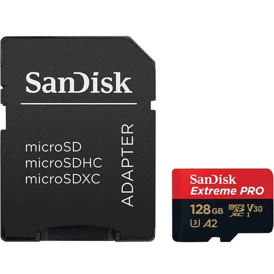 Memória Micro SD Sandisk Extreme Pro 200-90 MB/s U3 com Adaptador de 128 GB