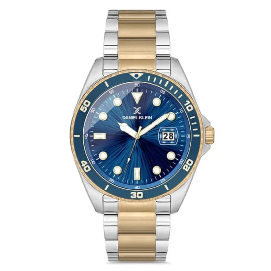 Relogio Analógico Masculino Daniel Klein DK.1.12664-6 Premium Gents / Pulseira de Aço Inoxidável - Prata/Dourado/Azul