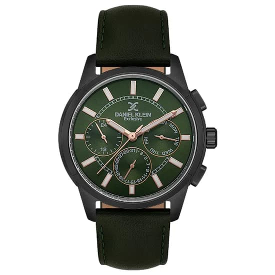 Relogio Analógico Masculino Daniel Klein DK.1.14209-6 Exclusive Gent / Pulseira de Couro - Preto/Verde