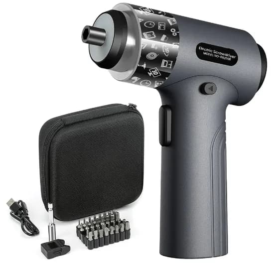 Parafusadeira Eletrica / Kit de Ferramenta Eletrica NO-882055 com 36 Peças / 200RPM / Recarregavel - Cinza