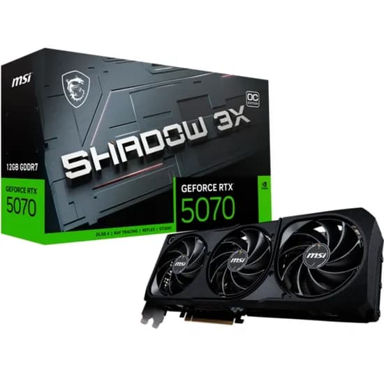 Placa de Vídeo MSI Geforce RTX5070 Shadow 3X Oc, 12GB GDDR7, 192BITS, 1X HDMI 3X Displayport, 912-V532-242 GDDR7, Preto