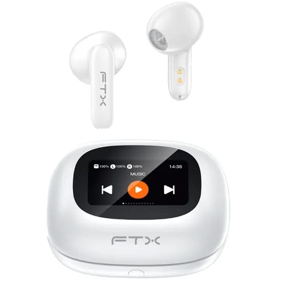 Fone de Ouvido FTX E97L-WH Bluetooth/Mic/Touch/IPX6 com Tela LED - Branco